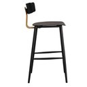 Ver imagem 4 de Kit 2 Banquetas Baixas Analu Rivatti 89cm (alt) Assento Encosto Pp Preto Detalhe Pu Marrom Base Aço