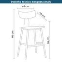Ver imagem 7 de Kit 2 Banquetas Baixas Analu Rivatti 89cm (alt) Assento Encosto Pp Preto Detalhe Pu Marrom Base Aço