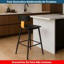 Ver imagem 6 de Kit 2 Banquetas Baixas Analu Rivatti 89cm (alt) Assento Encosto Pp Preto Detalhe Pu Marrom Base Aço