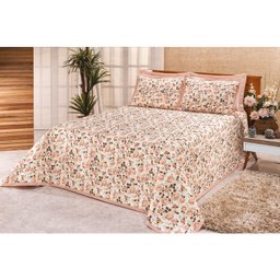 Cobre Leito Casal King Arezzo 03 Peças Salmão Piquet - 1 Cobre Leito Casal King Arezzo 03 Peças Salmão Piquet - 1