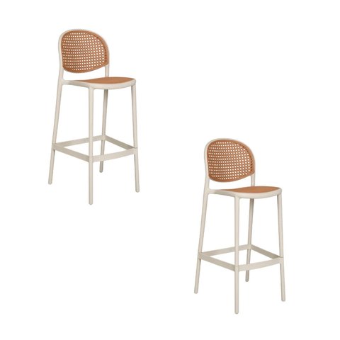 Kit com 2 Banquetas Positano em Polipropileno - Cor Nude