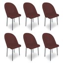 Ver imagem 1 de Kit 6 Cadeiras Poltrona de Jantar Ariel Suede Marsala Pés de Ferro Preto - Pallazio