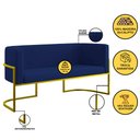 Ver imagem 2 de Sofá Namoradeira 2 Lugares Moderna Base Metal Gold – Balaqui Cor:azul Marinho