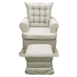 Kit Poltrona de Amamentação com Massagem + Base Balanço e Puff Linho Dourado Sofa Store - 3