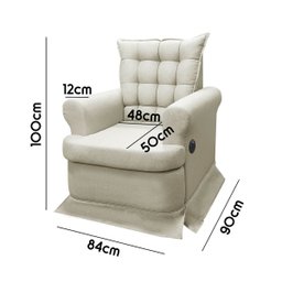 Kit Poltrona de Amamentação com Massagem + Base Balanço e Puff Linho Dourado Sofa Store - 7