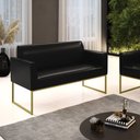 Ver imagem 2 de Sofá Namoradeira Base Industrial Dourado Marisa Corano Preto D03 - D'Rossi