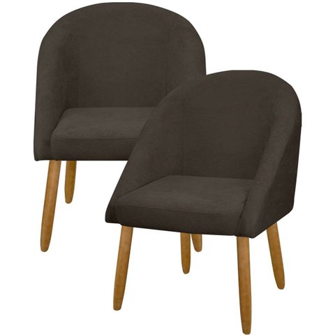 Kit 2 Banqueta Poltrona Lua Bouclê Ideal para Sala Penteadeira ou Salão:marrom