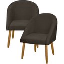 Ver imagem 1 de Kit 2 Banqueta Poltrona Lua Bouclê Ideal para Sala Penteadeira ou Salão:marrom