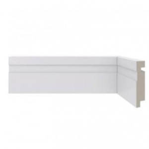 Rodapé Poliestireno - Barra 2,40m X 7cm - Frisado Branco 456 Santa Luzia