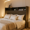 Ver imagem 1 de Cabeceira para Box Casal 140cm Melissa Castanho com Prateleiras de Mdf