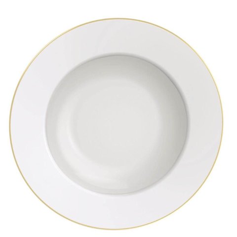 Prato Fundo 23cm Porcelana Tramontina Branco com Borda Doura