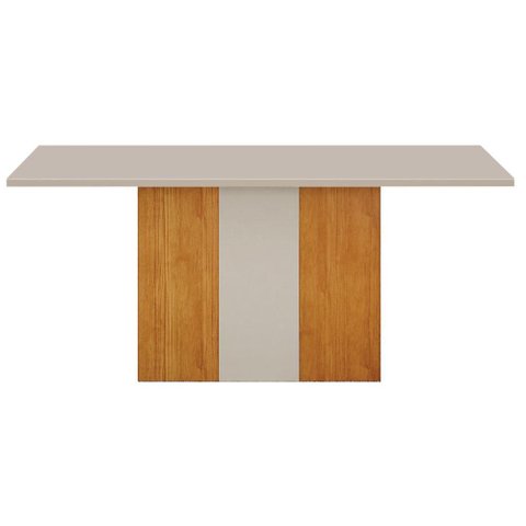 Mesa de Jantar Doha 160x80 Canto Reto com Vidro Cinamomo Off White Off White - Leifer