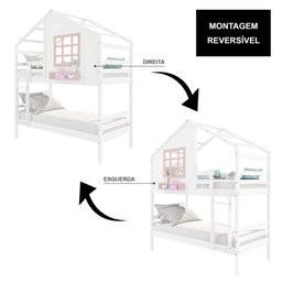 Beliche Casinha com Janela Madeira Maciça Branco/ Rosa Housin - 6
