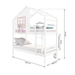 Beliche Casinha com Janela Madeira Maciça Branco/ Rosa Housin - 4