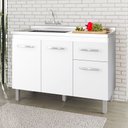 Ver imagem 2 de Balcão Gabinete para Pia Anyta 118cm 03 Portas sem Tampo Branco - Abmaza
