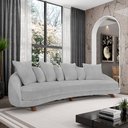 Ver imagem 2 de Sofá Living 3 Lugares 265cm Pés Madeira Morales com Almofadas Bouclê Cinza G52 - Gran Belo
