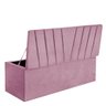Kit Cabeceira de Cama Box Queen com Recamier Saori 160 Cm Suede Rose - 4