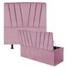 Kit Cabeceira de Cama Box Queen com Recamier Saori 160 Cm Suede Rose - 1