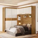 Ver imagem 1 de Quarto Modulado Casal Ambiente Florença Freijó Off White - Moval