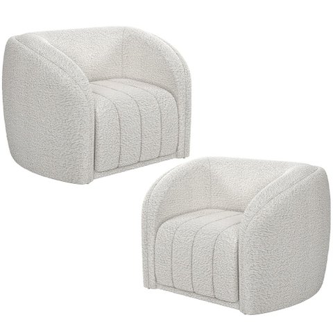 Kit 2 Poltronas Decorativa para Sala Lazio M03 Bouclê Branco - Lyam Decor