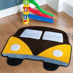 Tapete para Quarto Infantil de Menino Carro Kombi Tabaco - 1