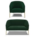 Ver imagem 1 de Sofá Namoradeira e Poltrona Pé Ferro Dourado Stella Bouclê D03 - D'Rossi Cor Verde