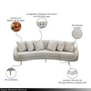 Ver imagem 3 de Sofá Sala de Estar Curvo Desing Moderno 270cm com Almofadas Pés de Madeira Sina Linho Bege G93 - Gra
