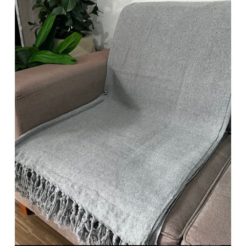 Manta em Algodão 1,80 x 2,30 Mesclado Cinza/Cru