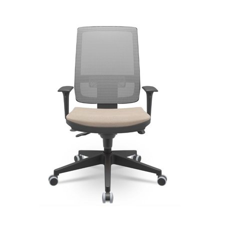 Cadeira Brizza Presidente Plaxmetal Base Nylon Piramidal Slider Tela Cinza Assento Poliéster Fendi T