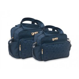 Kit bolsa bebê maternidade  marinho griff retrô 2 peças - 1