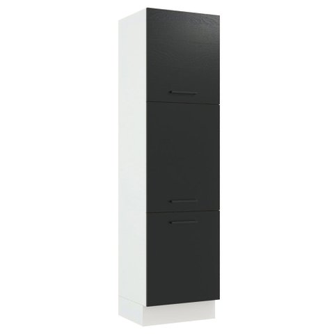 Paneleiro Madesa Agata 60 cm 3 Portas Branco/Preto Cor:Branco/Preto