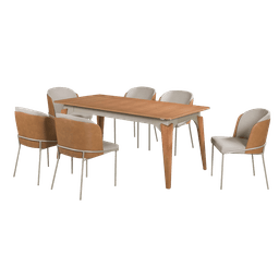 Sala de Jantar Madeira Maciça 6 Cadeiras 1,60x0,90m - Vitória - Cm Decor - 2