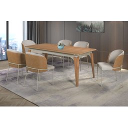 Sala de Jantar Madeira Maciça 6 Cadeiras 1,60x0,90m - Vitória - Cm Decor - 1