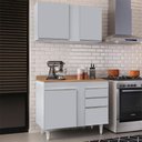 Ver imagem 2 de Armário Cozinha e Balcão com Tampo 100cm Luziania Cinza Claro/castanho - Lumil