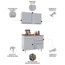 Ver imagem 3 de Armário Cozinha e Balcão com Tampo 100cm Luziania Cinza Claro/castanho - Lumil