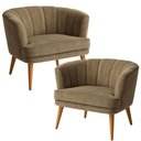 Ver imagem 1 de Kit 2 Poltronas Italia Decorativa Veludo Macia Confortavel Cappuccino Sala de Estar