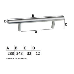 Puxador IL 815 - Escovado - 288MM - 2