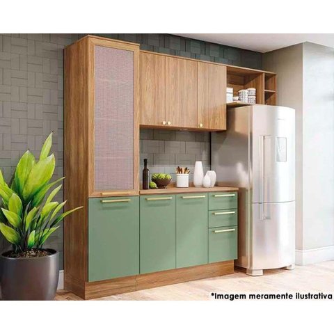 Cozinha Completa Botanic 5 Peças (2 Armários + 1 Balcão + 1 Paneleiro + 1 Complemento) M654