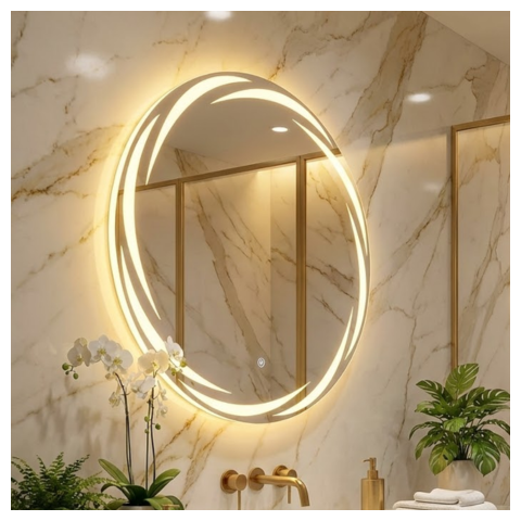 Espelho Led Quente Iluminação Touch Redondo Decorativo Banheiro 80 Cm Luz Quente 80cm