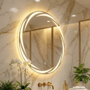 Ver imagem 1 de Espelho Led Quente Iluminação Touch Redondo Decorativo Banheiro 80 Cm Luz Quente 80cm
