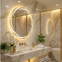 Ver imagem 3 de Espelho Led Quente Iluminação Touch Redondo Decorativo Banheiro 80 Cm Luz Quente 80cm