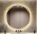 Ver imagem 6 de Espelho Led Quente Iluminação Touch Redondo Decorativo Banheiro 80 Cm Luz Quente 80cm