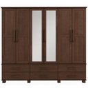 Ver imagem 2 de Guarda Roupa Casal com Espelho 6 Portas 6 Gavetas 248cm Madeira Maciça Zahav F06 Café - Lyam Decor