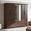 Ver imagem 3 de Guarda Roupa Casal com Espelho 6 Portas 6 Gavetas 248cm Madeira Maciça Zahav F06 Café - Lyam Decor