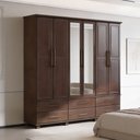 Ver imagem 4 de Guarda Roupa Casal com Espelho 6 Portas 6 Gavetas 248cm Madeira Maciça Zahav F06 Café - Lyam Decor