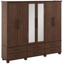 Ver imagem 7 de Guarda Roupa Casal com Espelho 6 Portas 6 Gavetas 248cm Madeira Maciça Zahav F06 Café - Lyam Decor