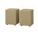 Ver imagem 1 de Kit 2 Puff Banquetas Cubo Quadrado Decorativo Couro Bege