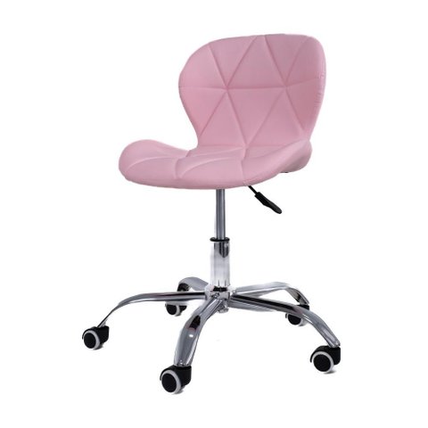 Cadeira de Escritório Office com Rodízios Estofada Slim Rosa