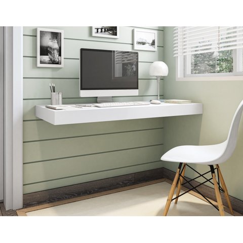 Escrivaninha Mesa Escritório Suspensa em 120cm Branca