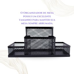 Kit Organizador para Escritório com 4 Partes Preto - 6